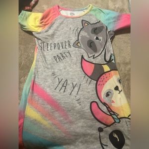 Girls 7 piece bundle . Three pajamas, one dress, two leggings one tee